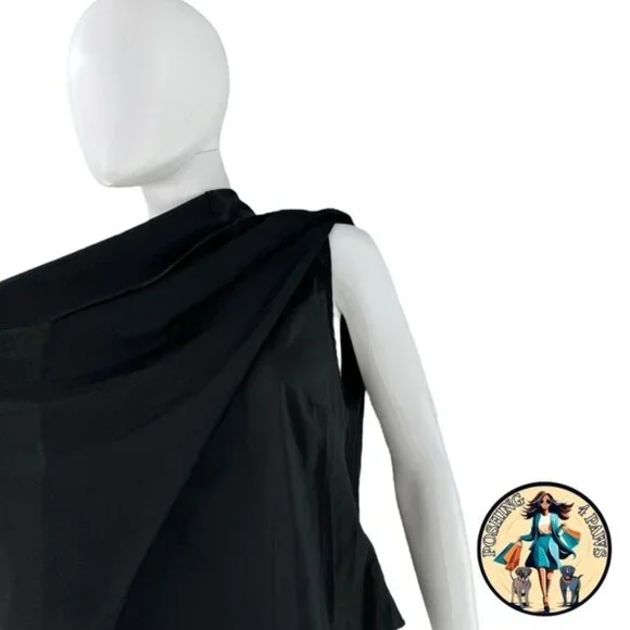 Tuckernuck NEW Black Selma Satin Twill Cape Flowy Round Neck Blouse Top Size XL - Picture 7 of 8